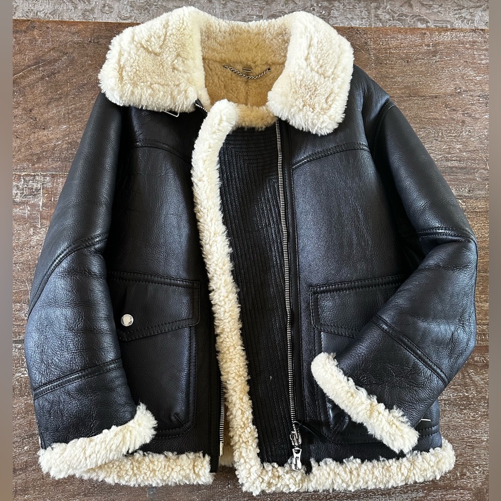 Burberry Leather Shearling Aviator Jacket